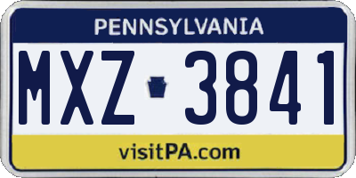 PA license plate MXZ3841