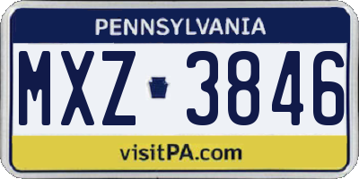 PA license plate MXZ3846