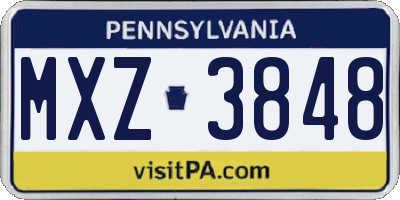 PA license plate MXZ3848