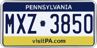 PA license plate MXZ3850