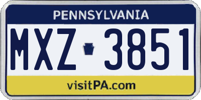 PA license plate MXZ3851