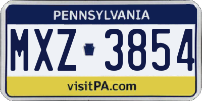 PA license plate MXZ3854
