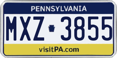 PA license plate MXZ3855