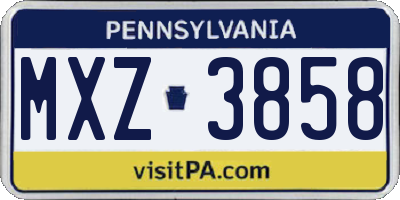 PA license plate MXZ3858