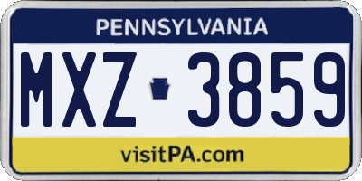 PA license plate MXZ3859