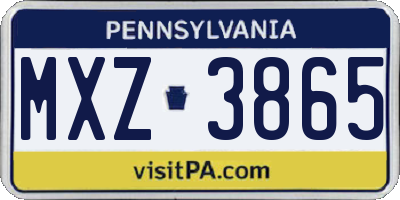 PA license plate MXZ3865