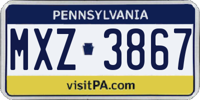 PA license plate MXZ3867