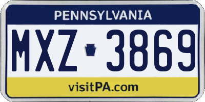 PA license plate MXZ3869