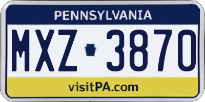 PA license plate MXZ3870