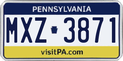 PA license plate MXZ3871