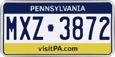 PA license plate MXZ3872