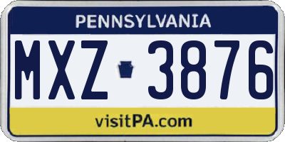 PA license plate MXZ3876