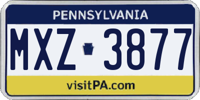 PA license plate MXZ3877