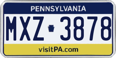 PA license plate MXZ3878