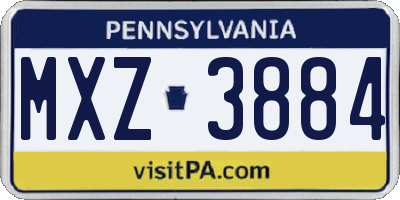 PA license plate MXZ3884