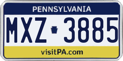PA license plate MXZ3885