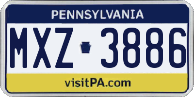 PA license plate MXZ3886
