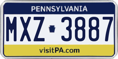 PA license plate MXZ3887