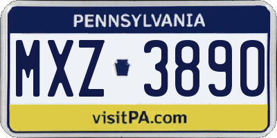 PA license plate MXZ3890