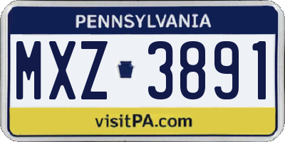 PA license plate MXZ3891