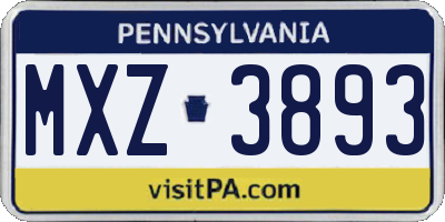 PA license plate MXZ3893