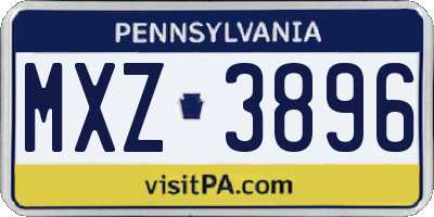 PA license plate MXZ3896