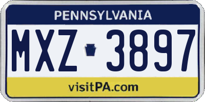 PA license plate MXZ3897