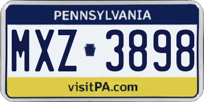 PA license plate MXZ3898