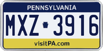 PA license plate MXZ3916