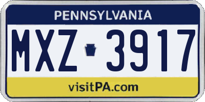 PA license plate MXZ3917