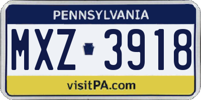 PA license plate MXZ3918