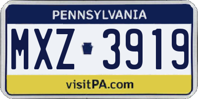 PA license plate MXZ3919