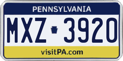 PA license plate MXZ3920