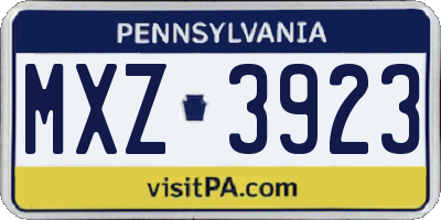 PA license plate MXZ3923