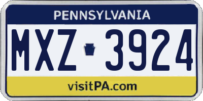 PA license plate MXZ3924