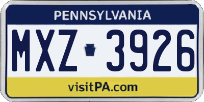 PA license plate MXZ3926
