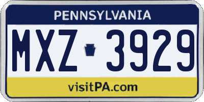 PA license plate MXZ3929
