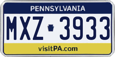 PA license plate MXZ3933