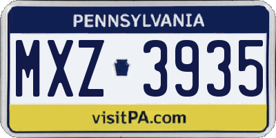 PA license plate MXZ3935