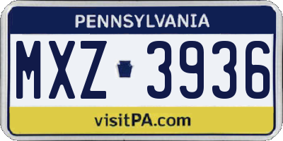 PA license plate MXZ3936