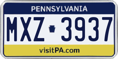 PA license plate MXZ3937