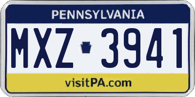 PA license plate MXZ3941