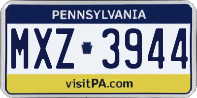 PA license plate MXZ3944