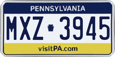 PA license plate MXZ3945