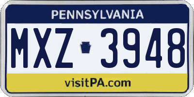 PA license plate MXZ3948