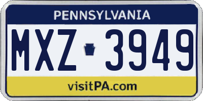 PA license plate MXZ3949