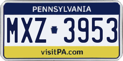 PA license plate MXZ3953