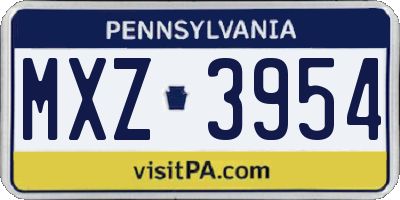 PA license plate MXZ3954