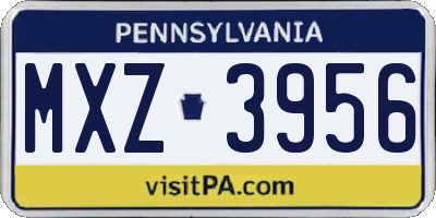PA license plate MXZ3956