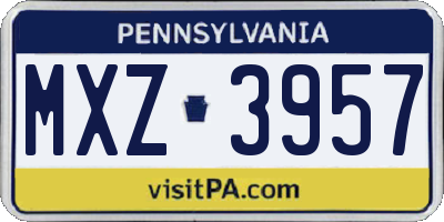 PA license plate MXZ3957